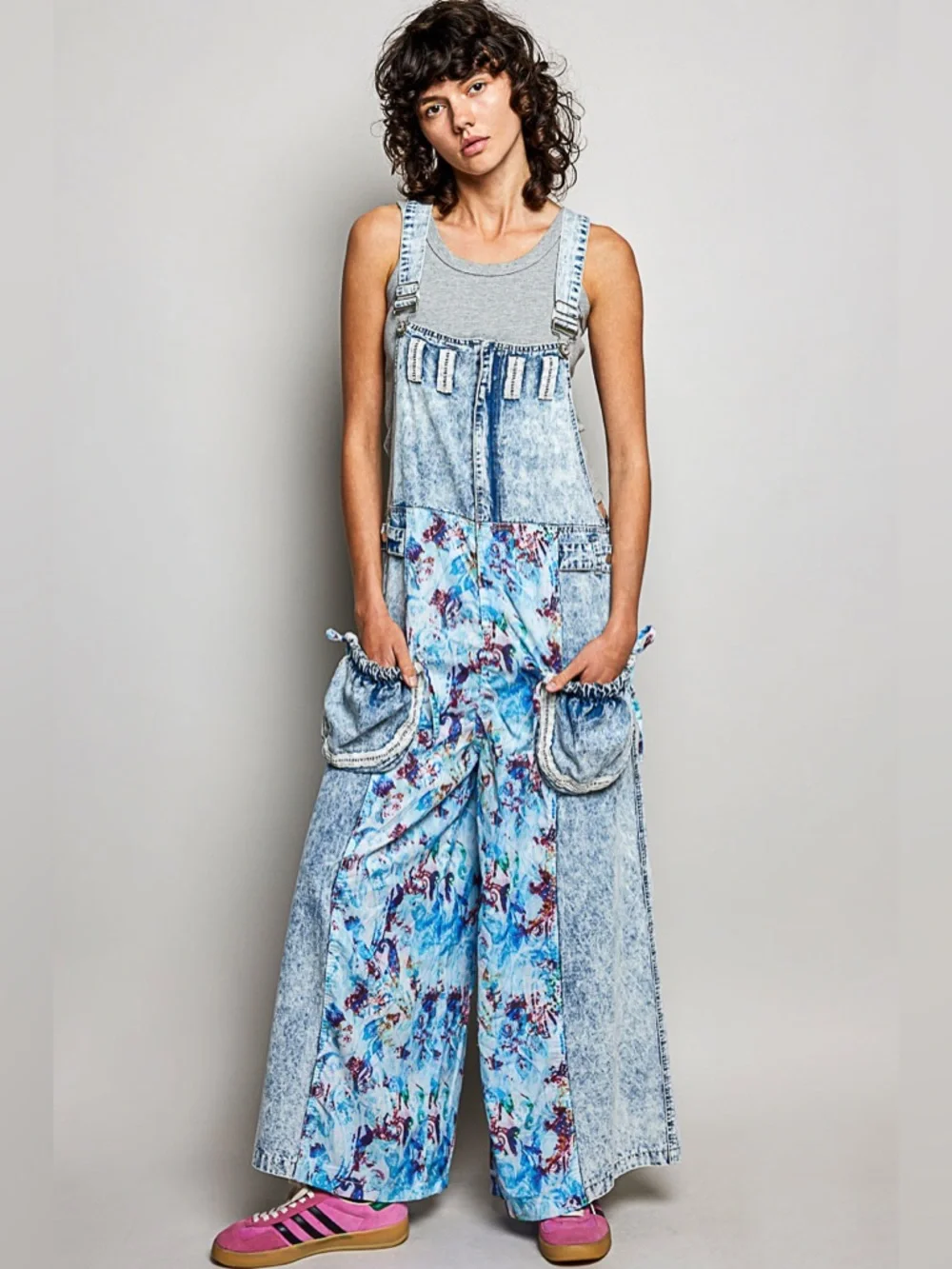 POL “ Ocean Muse “Patchwork Overalls | Denim - Picture 3 of 10